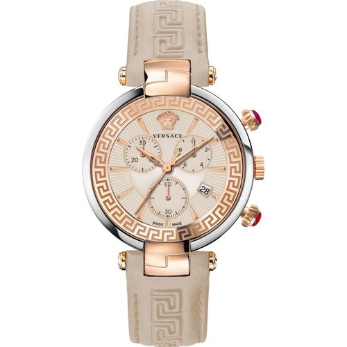 Versace VE2M00321 Revive Chrono roségold silber beige Leder Damen Uhr NEU