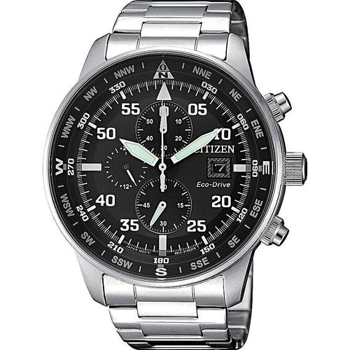 Chronograph Citizen Versilbert/Stahl Mit Schraube Kollektion Aviator - mann