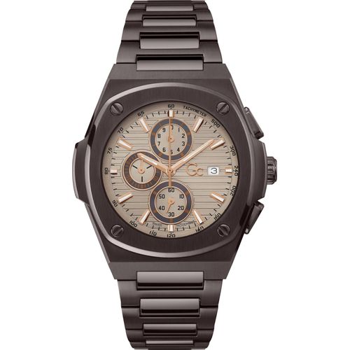 GUESS Collection Y99013G1MF GC Coussin Shape Chrono Metal beige braun Herren Uhr