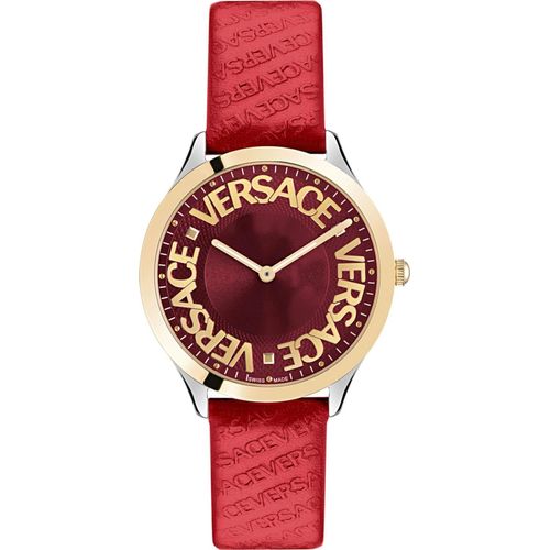 Versace VE2O00222 Logo Halo gold silber rot Leder Damen Uhr NEU