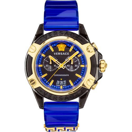 Versace VEZ700521 Icon Active Chrono schwarz gold blau Silikon Uni Uhr NEU