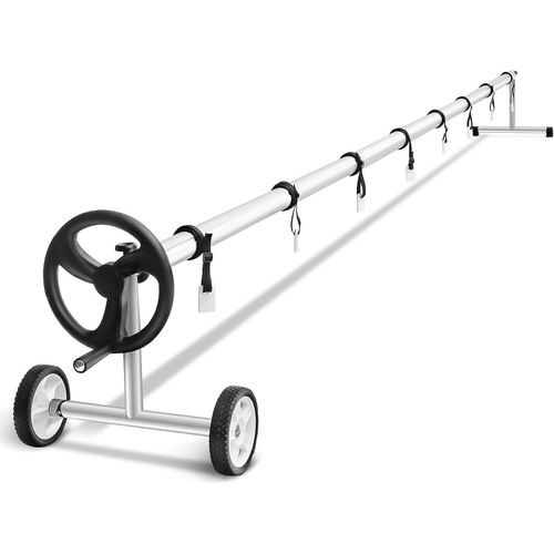 COSTWAY mobiles Aufrollsystem für Solar- und Poolplanen | Länge von 1,65m - 7,7m | Pool Aufroller | witterungsbeständiges Material | inkl. Befestigung & Rollen