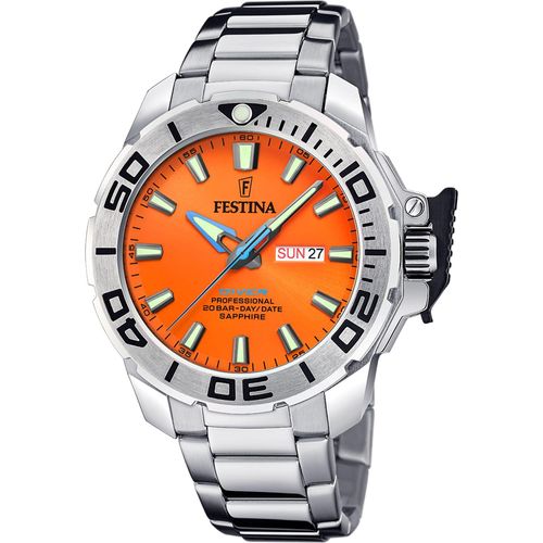 Festina Herren-Uhr-Set Orange Quarz Edelstahl-Silikon-Armband F20665/5