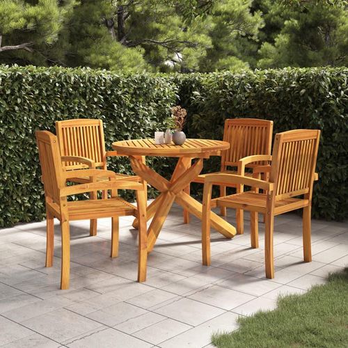 Möbel 5-tlg. Garten-Essgruppe Massivholz Teak - Balkonmöbel 3073201