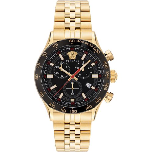 Versace Herren Uhr Armbanduhr Chronograph Edelstahl Hellenyium VE2U00622