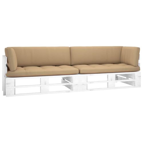 2-Sitzer-Palettensofa Weiß Imprägniertes Kiefernholz