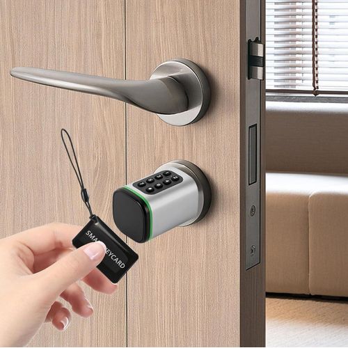 Elektronisches Türschloss, Code elektronisches Türschloss Haustür für intelligentes Haus mit Notfallschnittstelle, Silber