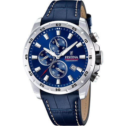 Festina Sport Herren Uhr Armband Chronograph in Blau mit Quarz Uhrwerk