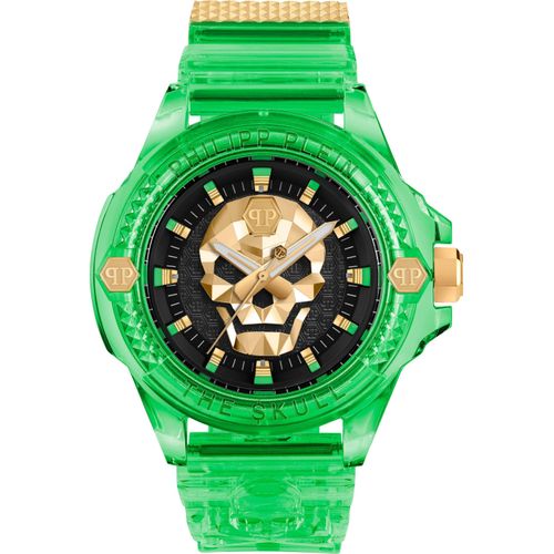 Philipp Plein PWWAA0924 THE $KULL SYNTHETIC schwarz grün Silikon Herren Uhr NEU