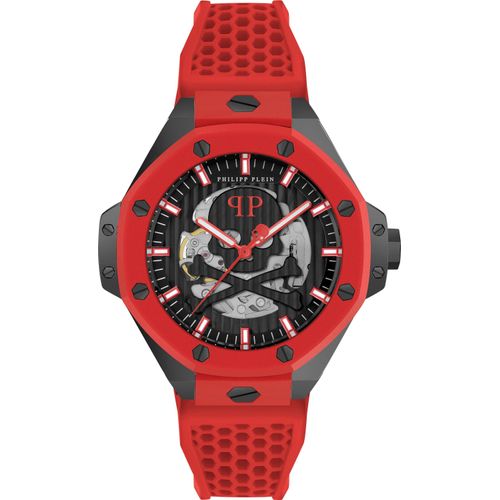 Philipp Plein PWPFA0524 $KELETON ROYAL Automatik schwarz rot Herren Uhr NEU