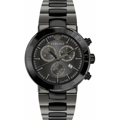 Versace VEPY01221 Urban Mystique Chrono schwarz grau Edelstahl Herren Uhr NEU