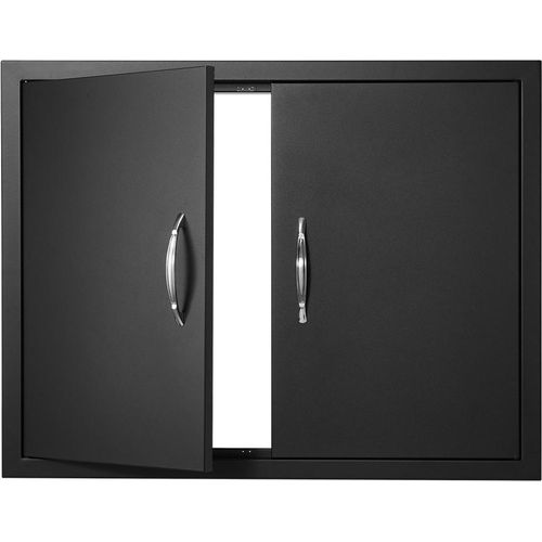 Grill-Zugangstür, 788x610x46 mm, Außenküchentür - Doppelt, Kaltplattentür - Montage Flächenbündig, Wandtür - Vertikal - Mit Griffen - Für Grillinsel, Grillstation, Außenschrank