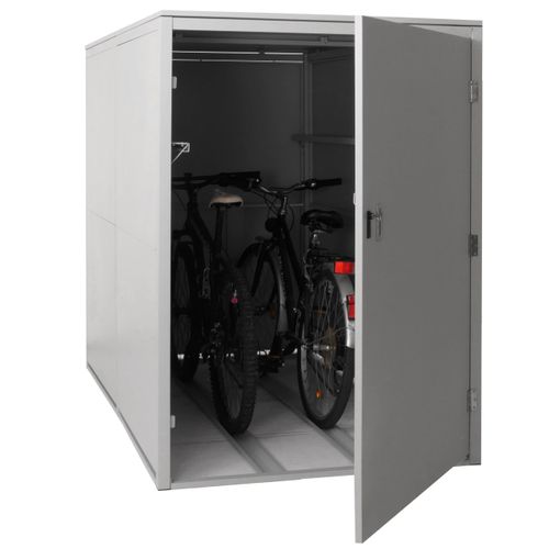 2er-Fahrradgarage MCW-L56c, Gerätehaus Fahrradbox mit Ablage, abschließbar Metall 160x113x209cm hellgrau