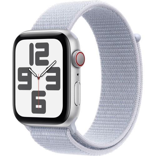Apple Watch SE GPS + Mobilfunk 44mm Aluminium Silber Sport Loop Armband Blau