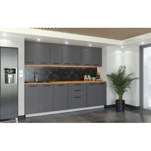 Küchenzeile Küchenblock moderne Küchenmöbel-Set Möbelsets 260 cm Graphit