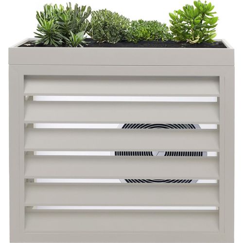Verkleidung für Klimaanlage/Wärmepumpe MCW-O43, Abdeckung Schutzgitter Pflanzkasten, Metall 80x90x38cm grau-weiß