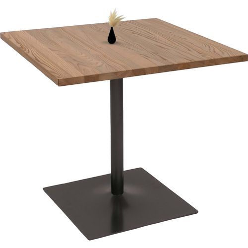 Bistrotisch HWC-H10, Bartisch Thekentisch, Industrial Gastronomie Ulme Holz MVG- 75x80x80cm hellbraun