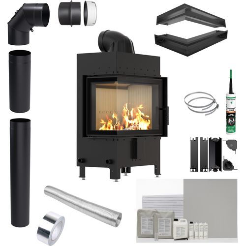 Kamin KRATKI LUCY Links 12 kW Ø200 Einbauset mit Schließung