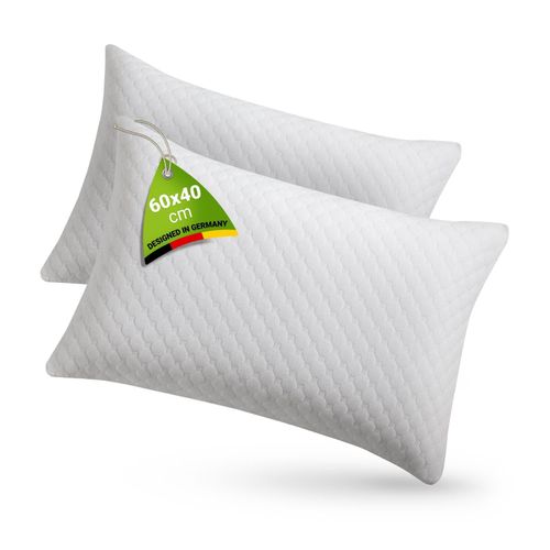 Juskys Kissen 40x60 cm für Bett - 2er Set Kopfkissen mit Memory-Foam Füllung - Weiß