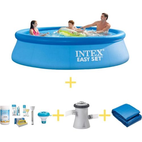 Intex Easy Set Pool - 305 x 76 cm - Inklusive WAYS Wartungspaket, Filterpumpe & Bodenplane
