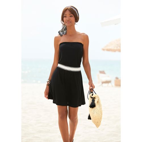 Minikleid LASCANA, Damen, Gr. 44, N-Gr, schwarz, Jersey, Obermaterial: 100% Viskose, casual, figurbetont, Kleider, mit elastischem Einsatz an der Taille