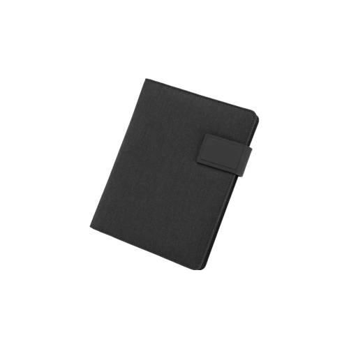 Schreibmappe Lightpak®, A5, Multifunktionsbänder, 1 Einsteckfach, Stifteschlaufe, Handy-/Tabletaufsteller, 1 Block, Magnetverschluss, RPET, anthrazit