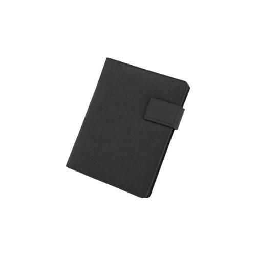 Schreibmappe Lightpak®, A4, Multifunktionsbänder, 1 Einsteckfach, Stifteschlaufe, Handy-/Tabletaufsteller, 1 Block, Magnetverschluss, RPET, anthrazit
