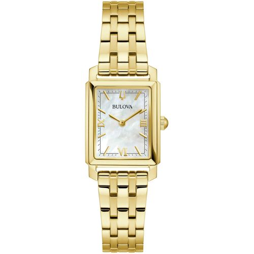 Quarzuhr BULOVA, gold (goldfarben), Armbanduhren, Damen, Armbanduhr, Damenuhr, Lederarmband, analog