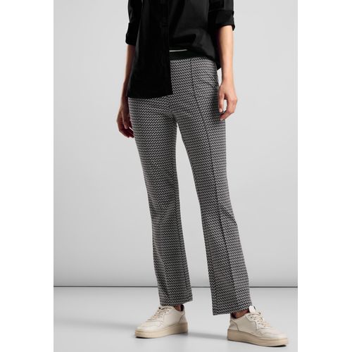 Stoffhose STREET ONE, Damen, Gr. 46, Länge 30, schwarz, Stoff, 70% Polyester, 26% Viskose, 4% Elasthan, Jacquardmuster, casual, skinny fit lang, Hosen, Jacquard