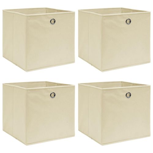 Aufbewahrungsboxen Mit Deckeln 4 Stk. Schwarz 32X32X32 Cm Stoff | Anzahl im Paket: 4 | Farbe: Creme ohne Deckel