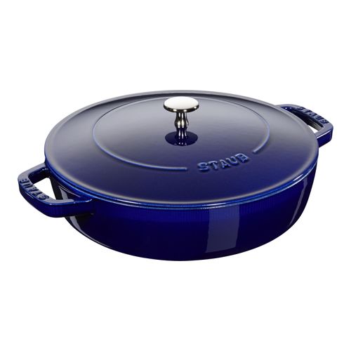 Staub Braisers Bräter mit Chistera Drop-Structure 28 cm, rund, Dunkelblau, Gusseisen Image