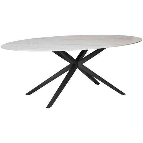 Livetastic Esstisch , Weiß , Metall, Keramik , oval , X-Form , 210x76x110 cm , Esszimmer, Tische, Esstische, Esstische oval