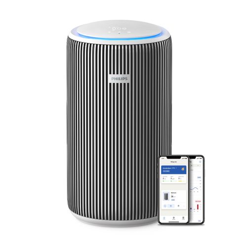 Luftreiniger PHILIPS "AC3220/10 PureProtect 3200 Series, Luftreinigungsrate (CADR) 520 m³/h", weiß (silber, arktisweiß), B:28,5cm H:28,5cm T:52cm, Luftreiniger, 3-Schichten-HEPA-Filtersystem, leise