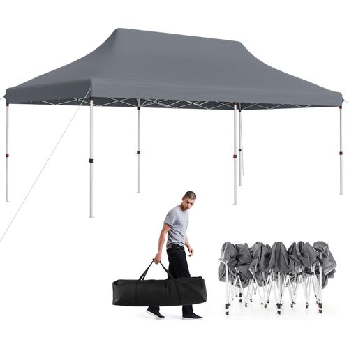 COSTWAY 3x6m Pavillon mit Tragetasche, Partyzelt Faltpavillon höhenverstellbar, wasserabweisend, UV-Schutz 50+