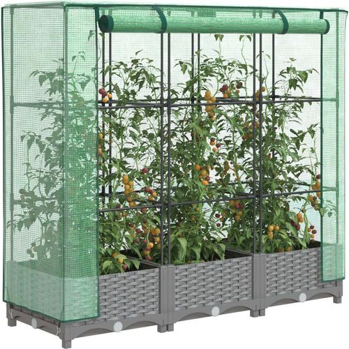 Hochbeet mit Gewächshaus-Aufsatz Rattan-Optik 120x40x123 cm