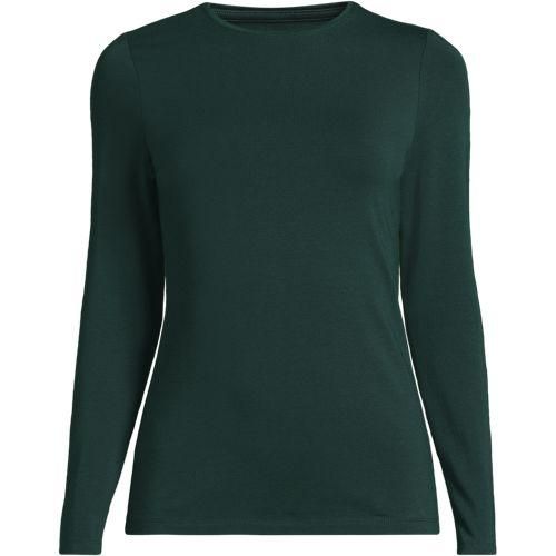 Shirt aus Baumwolle/Modal-Mix mit Rundausschnitt, Damen,  Grün, Baumwolle Modal, by Lands' End