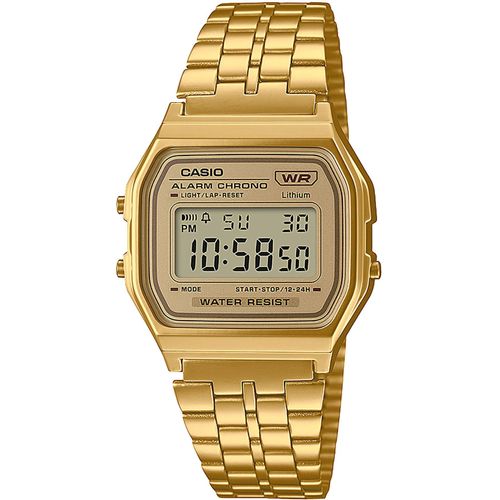 Chronograph CASIO VINTAGE, gold (goldfarben, gelbgoldfarben), Armbanduhren, Damen, Quarzuhr, Armbanduhr, Damenuhr, Herrenuhr, Digitaluhr,Edelstahlarmband