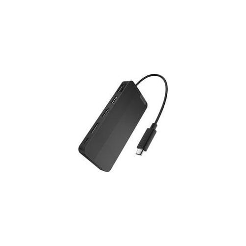 USB-C 3.2 Gen 2 Reisedock für zwei Displays, Adapter schwarz, HDMI, DisplayPort, USB-A, USB-C, LAN