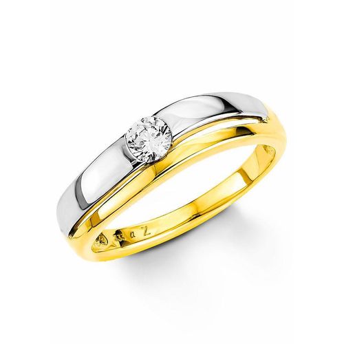 Goldring AMOR Gr. 58, gold (gelbgold, 333, silberfarben, kristallweiß), Fingerringe, Damen, 58, Gelbgold 333, 5mm, mit Zirkonia (synth.)