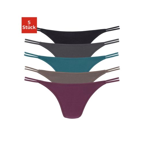 String VIVANCE, Damen, Gr. 36/38, bunt (bordeaux, taupe, petrol, anthrazit, schwarz), Obermaterial: 95% Baumwolle, 5% Elasthan, unifarben, körpernah, Unterhosen, aus elastischer Baumwolle