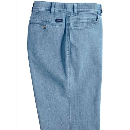 Dehnbund-Jeans BRÜHL, Herren, Gr. 31, Unterbauchgrößen, Verkürzte Leibhöhe, blau (blau, bleached), 78% Baumwolle, 21% Polyester, 1% Elasthan, unifarben, lang, Jeans