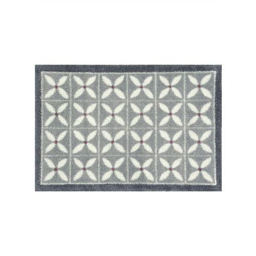 Fußmatte Gr. 1, grau (grau, ecru), B:40cm H:8mm L:60cm, Baumwolle, Viskose, Teppiche