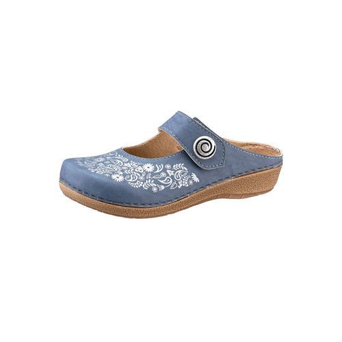 Clog FRANKEN-SCHUHE, Damen, Gr. 38, blau (jeansblau), Lederimitat, sportlich, Schuhe