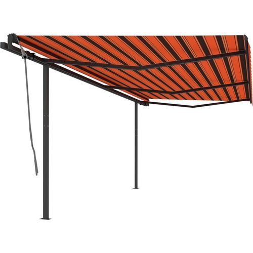 Markise Manuell Einziehbar mit Pfosten 6x3 m Orange Braun 3070200
