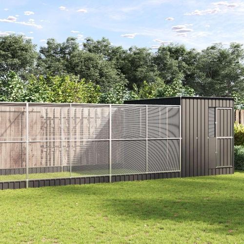 Voliere mit Erweiterung Silbern 704x303x216 cm Stahl, Vogelkäfige 2024 Neu DesignMöbel