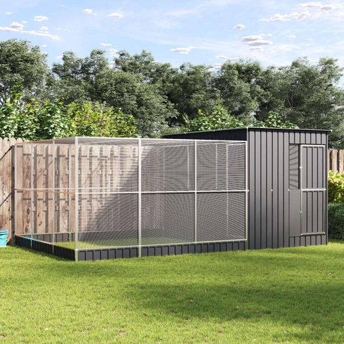 Voliere mit Erweiterung Silbern 497x303x216 cm Stahl, Vogelkäfige 2024 Neu DesignMöbel