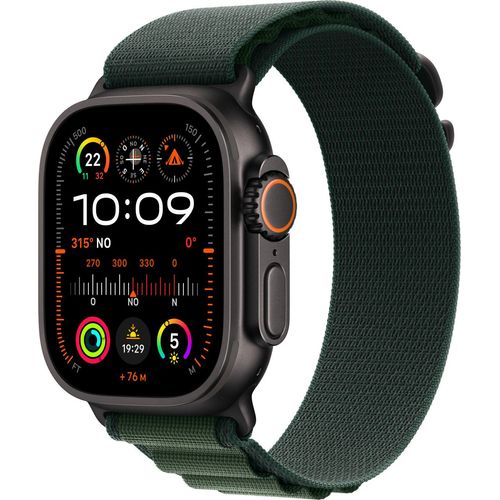 Apple Watch Ultra 2 GPS + Cellular 49mm Titan mit dunkelgrünem Alpinarmband