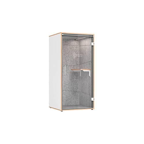Telefonbox Silent Space 1, ESG-Glastür, LED-Beleuchtung, Lüftungssystem, Akustikkabine, weiß/grau meliert