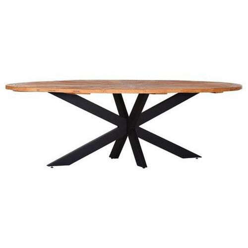 Ambia Home Esstisch , Ulme, Schwarz , Holz , Ulme , massiv , oval , eckig , 135x78x254 cm , Esszimmer, Tische, Esstische, Esstische oval