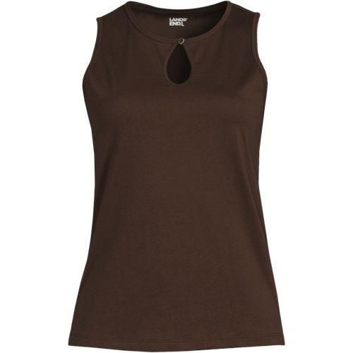 Supima-Top mit Keyhole-Ausschnitt, Damen,  Braun, Baumwolle, by Lands' End